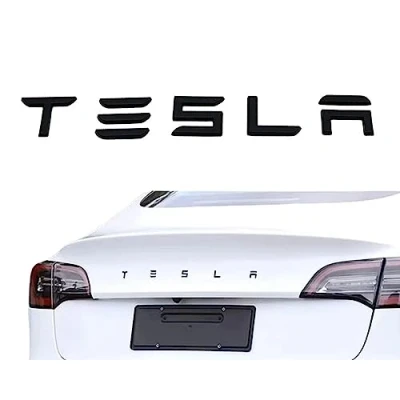Afbeelding van Zelfklevende en individuele decoratieve letters 3D kofferbak: &quot;Tesla&quot; compatibel met Tesla modellen: X, Y, S, 3 Highland (mat zwart)