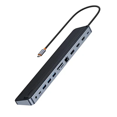 Afbeelding van Baseus Laptop Docking Station Triple Display 12 in 1 met 2 * 4K HDMI, DP, 100W PD, 3* USB 3.0, 1* C, Gigabit Ethernet, SD &amp; TF Card Reader voor MacBook/Dell/HP/Surface/Steam Deck