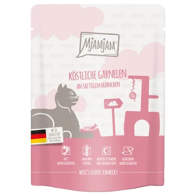 Afbeelding van 24x 300g MjAMjAM Squeeze Dheerlijke garnalen met sappige kip kattenvoer nat