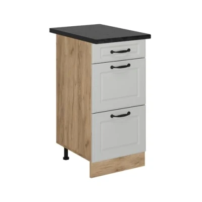 Afbeelding van Vicco Keukenonderkast R Line, Wit Landhuis/Krachtige eik goud, 40 cm met laden, WB Antraciet