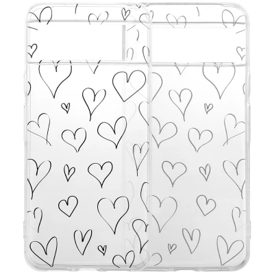 Afbeelding van Google Pixel 8 Hoesje Siliconen en TPU (zacht) iMoshion Softcase/Backcover Hearts Telefoonhoesje