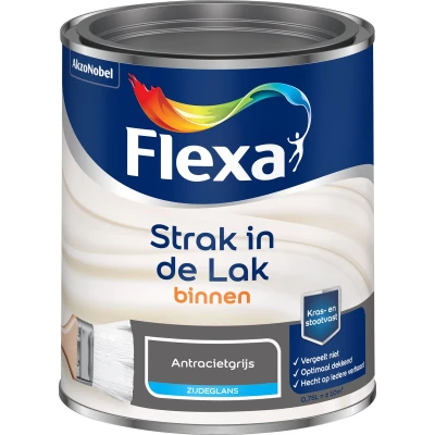 Afbeelding van flexa strak in de lak binnenlak zijdeglans 1026 antraciet 0.75 ltr