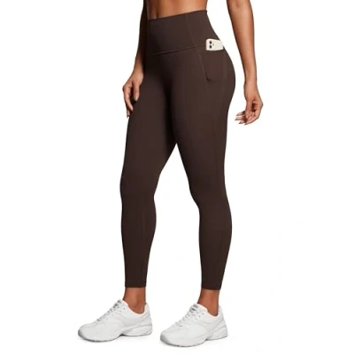 Afbeelding van CRZ Yoga Women&#039;s Butterluxe Gym Leggings 25&#039;&#039; High Waisted Workout met Zakken Boterzachte Hot Fudge Bruin XL