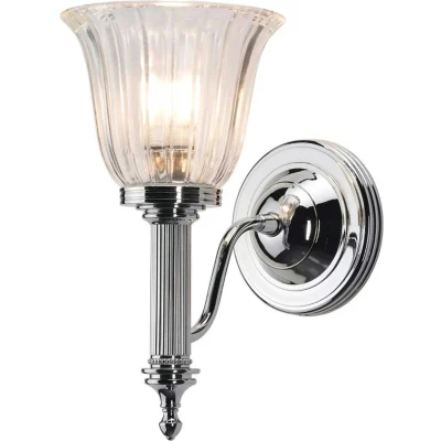 Afbeelding van Elstead Vochtbestendige wandlamp Carroll, glas geribbeld