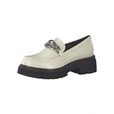 Afbeelding van Marco Tozzi BY Guido Maria Kretschmer Instappers, Dames, Maat: 40, Cream patent Imitatieleer/ textiel