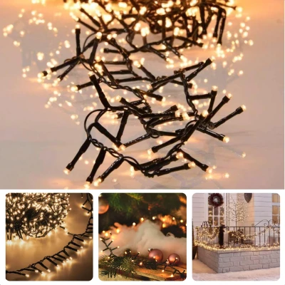 Afbeelding van Cheqo® Kerstverlichting Kerstboomverlichting Kerstlampjes LED Clusterverlichting 768 Warm Wit 5.5M Timer Buiten &amp; Binnen