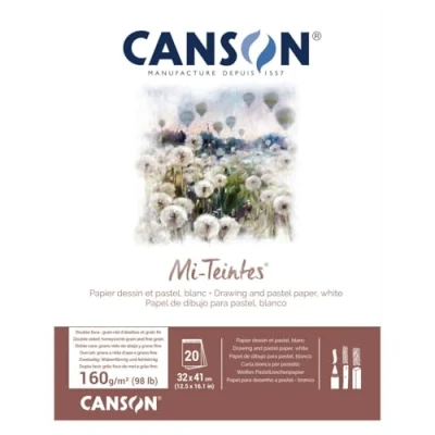 Afbeelding van CANSON Mi Teintes blok met 20 vellen tekenpapier, 32 x 41 cm, 160 g/m², wit