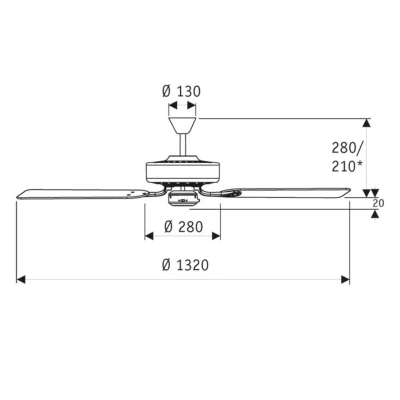 Afbeelding van CasaFan Classic Royal 132 BN Plafondventilator 59 W (Ø x h) cm 230 mm Chroom (geborsteld)