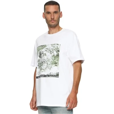 Afbeelding van Upscale by Mister Tee RAGE Against THE Machine Oversize Tshirt print, Heren, Maat: 4XL, White