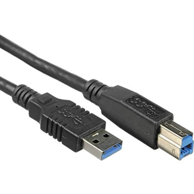 Afbeelding van PremiumCord USB 3.0 A B verbindingskabel 3 m, datakabel SuperSpeed tot 5 Gbit/s, oplaadkabel, type stekker naar stekker, 9 pins, kleur zwart, lengte ku3ab3bk