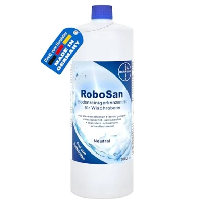 Afbeelding van HERRLAN® RoboSan Vloerreiniger 1000 ml Reinigingsconcentraat Voor robotdweilen geurvrij alle stofzuig en dweilrobots Made in Germany