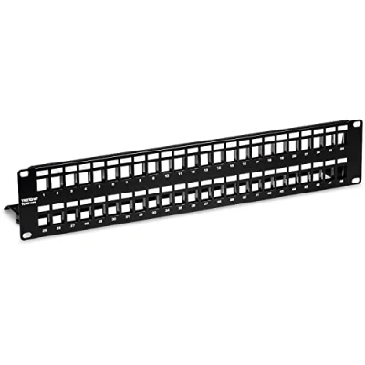 Afbeelding van TRENDnet 48 poorts blanco Keystone afgeschermd 2U HD patchpaneel, TC KP48S, Cat 6A/6/5e/5, aanbevolen met K06C6A Cat6A aansluitingen, 19 inch metalen rekmontageontwerp,