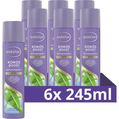 Afbeelding van 6x Andrelon Droogshampoo Kokos Boost 245 ml