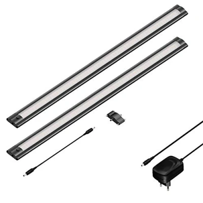 Afbeelding van ledscom.de LED kastverlichting SIRIS zwart mat, vlak, per stuk 50cm, 531lm, warm wit, set van 2