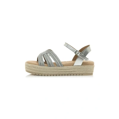 Afbeelding van mtng Amelie Sandalen met plateauzool, Dames, Maat: 39, Vamp silver Kunststof
