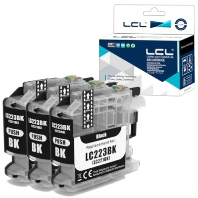Afbeelding van LCL Compatibele inktcartridge LC221 LC223 LC223XL LC221BK LC223BK (3 Zwart) Vervanging voor Brother MFC J4420DW J4620DW J4625DW J5320DW J5620DW J5625DW J5720DW J480DW J680DW J880DW DCP