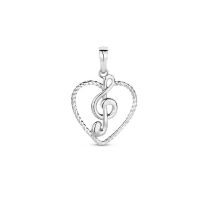 Afbeelding van Hanger Hart Muzieknoot zilver 14,5 mm