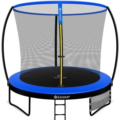 Afbeelding van KESSER® trampoline Ø 244 cm TÜV Rheinland GS gecertificeerd tuintrampoline voor kinderen tot 150 kg complete set met veiligheidsnet, ladder, randafdekking en accessoires