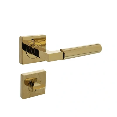 Afbeelding van Intersteel Deurklink Bau Stil vierkant met WC slot PVD messing