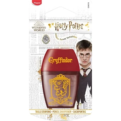 Afbeelding van Maped Harry Potter Potloodslijper Pennenslijper met reservoir en 1 gat voor kinderen Ergonomisch design Officiële licentie Gryffindor motief Recyclebare verpakking