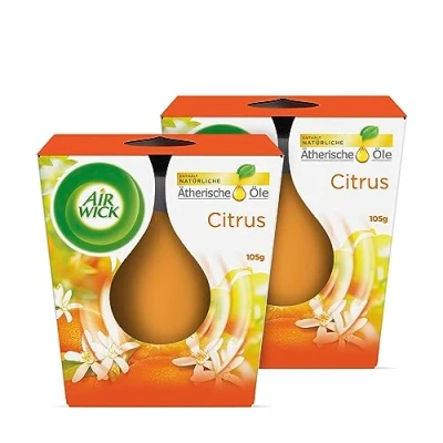 Afbeelding van Air Wick Duo geurkaars in glas geur: citrus bevat natuurlijke etherische oliën 2 x geurkaarsenset