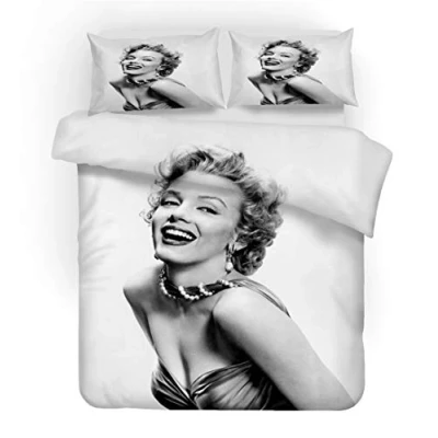 Afbeelding van NICHIYO Marilyn Monroe Beddengoedset, dekbedovertrek en kussensloop, microvezel, 3D digitale print, driedelige set (dekbedovertrek + kussenslopen) (1, tweepersoonsbed 200 x cm)