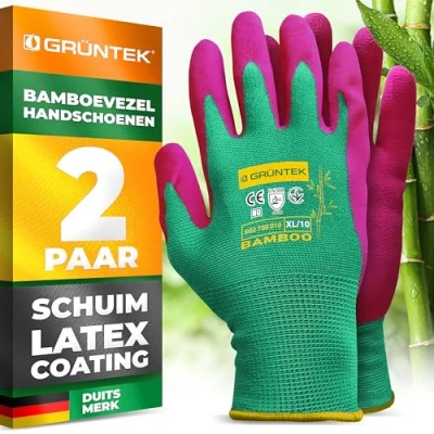 Afbeelding van GRÜNTEK 2 paar bamboe natuurlijke tuinhandschoenen XL/10 van bamboevezels, ecologische tuin en werkhandschoenen, beschermende handschoenen voor tuinbouw, vissen, bouwen, restauratie