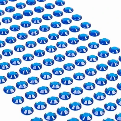 Afbeelding van Movoja Donkerblauwe strass steentjes, ronde glitterstenen, 8 mm, zelfklevend om te versieren en knutselen, sierstenen op plakken, steentjes decoratieve stenen, knutselstenen, donkerblauw,
