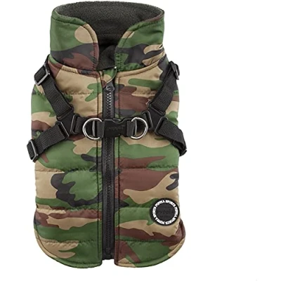 Afbeelding van Puppia Mountaineer II Winterjas met geïntegreerd harnas voor kleine honden Kleur: Camouflage, Maat: Medium
