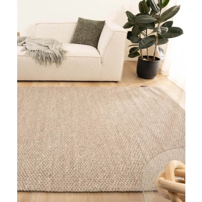 Afbeelding van Wollen Tapijt/Vloerkleed Vridning Zandkleur 160x240 Cm 100% Wol