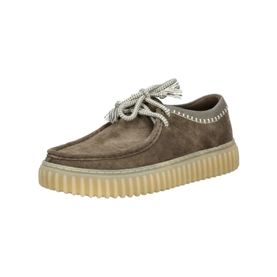 Afbeelding van Clarks Torhill LO Sportieve veterschoenen, Heren, Maat: 40, Dark olive combi Veloursleer