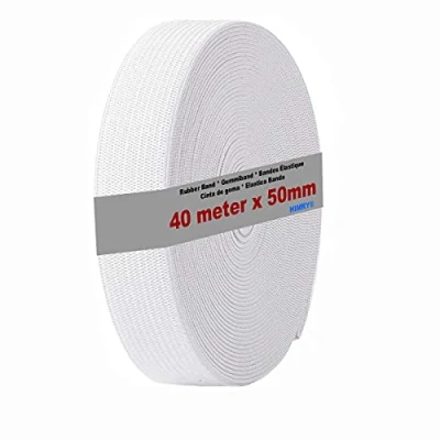 Afbeelding van HIMRY 40 m x 50 mm Rubberen Band voor Naaien, Plat Elastische van Polyester en Rubber, Wit Kleur, KXB5007 white