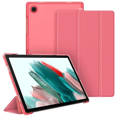 Afbeelding van Fintie Hoes voor Samsung Galaxy Tab A8 10.5 2022/2021, ultradunne beschermhoes met transparante achterkant, automatische slaap waakfunctie 10,5 inch SM X200/X205/X207, roze
