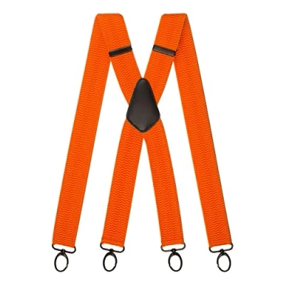 Afbeelding van Olata Werk Bretels X Vorm Met Karabijnhaken 4 cm. Oranje (Zwarte Clips)