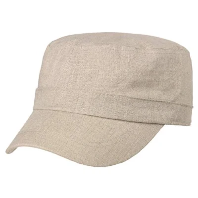 Afbeelding van Lipodo Linnen Armypet Dames/Heren zomer cap met klep Klittenbandsluiting voor Lente/Zomer One Size beige