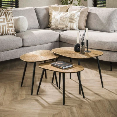 Afbeelding van Fraaai Samia salontafel set van 3 vierhoekig brons Metaal poedercoat