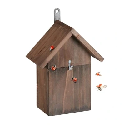 Afbeelding van Relaxdays lieveheersbeestjeshotel insectenhuis 4 ingangssleuven tuin balkon hout