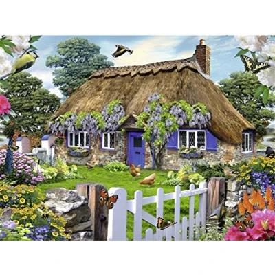 Afbeelding van WOWDECOR Verf op nummer kits voor volwassenen kinderen, schilderen tuin haan vlinders vogels adelaar zonnebloem rieten huis landschap 16x20 inch (frameloos)