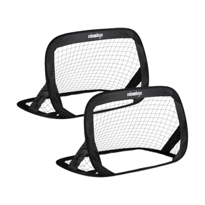 Afbeelding van Relaxdays Pop up voetbaldoel 2 stuks mini voetbalgoal kinderen doeltje opvouwbaar