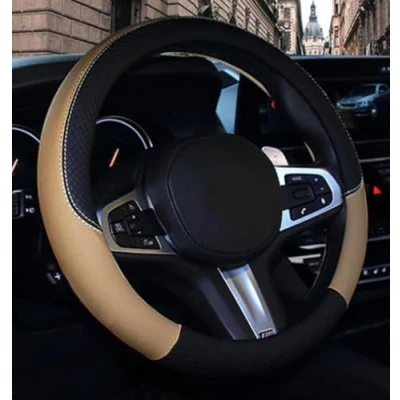 Afbeelding van Mayco Bell Microfiber lederen stuurhoes Wavy Line Splice X steekpatroon Beige