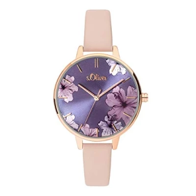 Afbeelding van S.Oliver Dames Analoog Kwarts Horloge met Lederen Armband SO 3778 LQ
