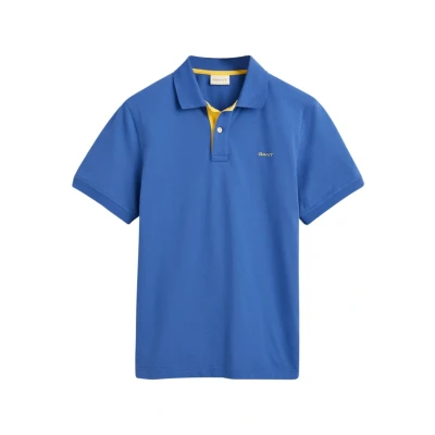 Afbeelding van Gant heren Regular fit polo van piqué katoen met logoborduring in de kleur Blauw, maat: M