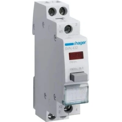 Afbeelding van Hager pulsdrukker ukker 2 maak 16a led rood svn432
