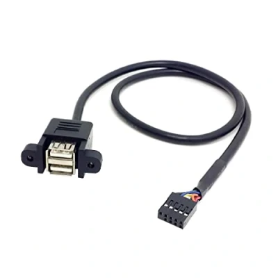 Afbeelding van Stapelbare dubbele USB 2.0 A Type F naar moederbord 9 P header kabel met paneel 50cm