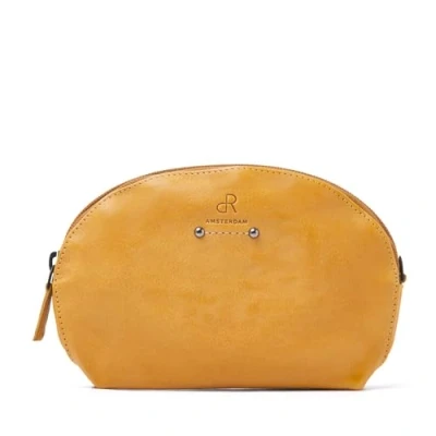Afbeelding van make up tasje met spiegel van dR Amsterdam Klein etui Spiegeltasje leer Dames Compact voor en 3 creditcards Tampa 93630 Yellow