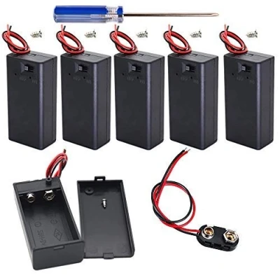 Afbeelding van GTIWUNG 6PCS 9 volt batterijhouder met schakelaar, 9V batterijclipconnector blote snoeren en harde schaal (type I)