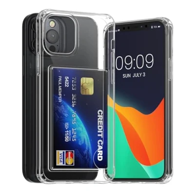 Afbeelding van kwmobile telefoonhoesje compatibel met Apple iPhone 12 / Pro hoesje Case transparante pasjeshouder Smartphone cover in transparant