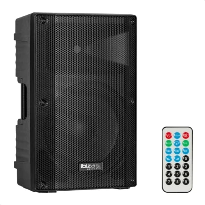 Afbeelding van Ibiza XTK12A MKII 12&quot; /30cm actieve PA luidspreker 25mm compressie tweeter Bass Reflex Systeem USB, SD, Bluetooth TWS Handgrepen en Wielen NIEUWE versie Party, evenementen, karaoke