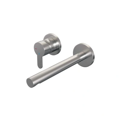 Afbeelding van Brauer Brushed Edition Wastafelmengkraan inbouw rechte uitloop rechts hendel plat smal model D2 PVD geborsteld RVS Minimalistisch design