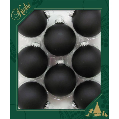 Afbeelding van Krebs Kerstballen 8 stuks velvet zwart mat glas 7 cm